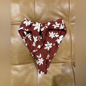 Montce Swim Paula Tie Up Bikini Bottom in Chocolate Floral Size Small